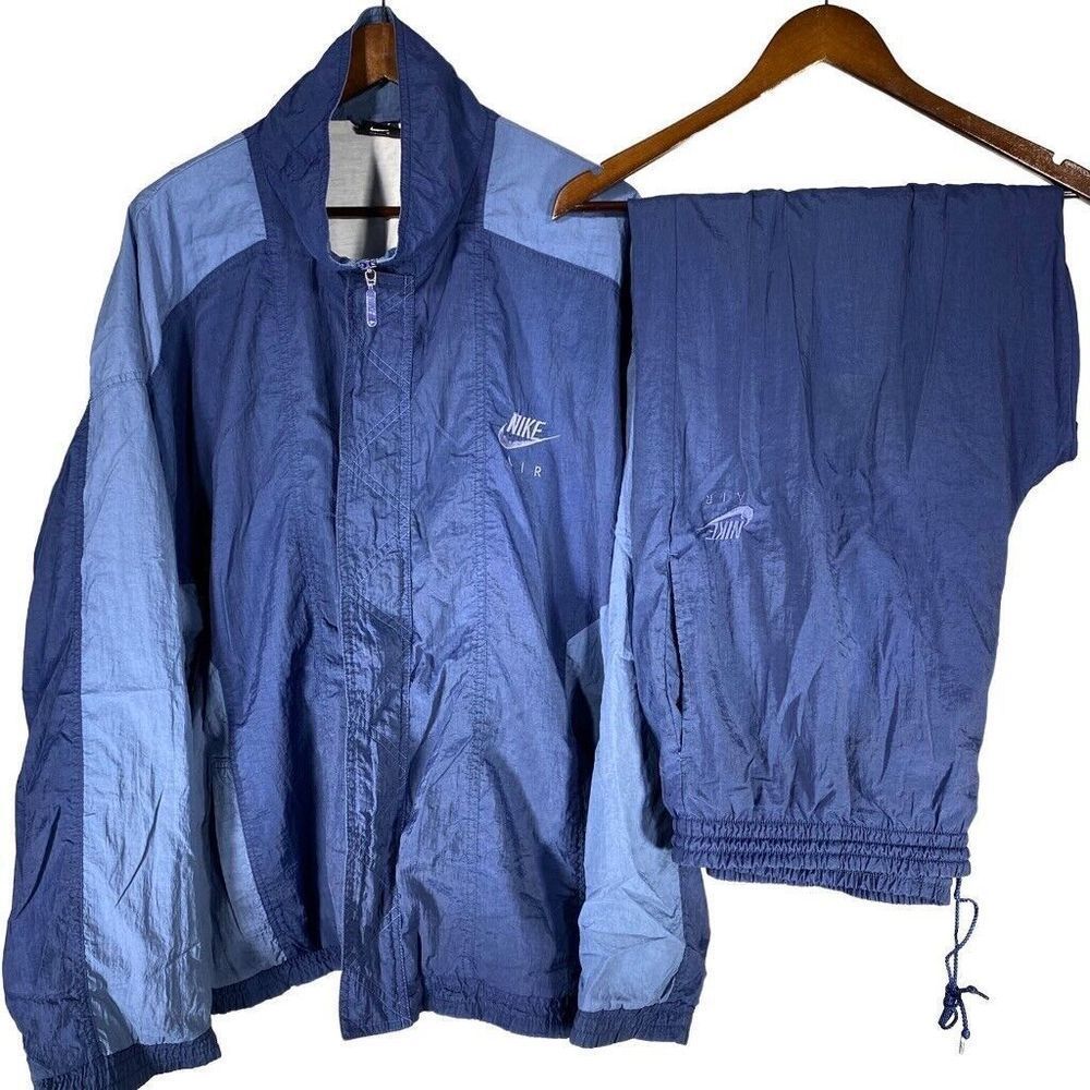 Vintage Nike Track Suit Mens Size XXL Blue Nylon Windbreaker 90s Y2k Lined Cozy